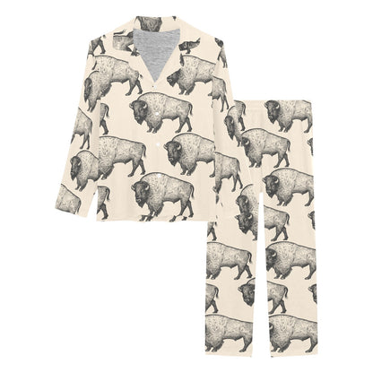 Bison Pattern Print Design 02 Women's Long Pajama Set