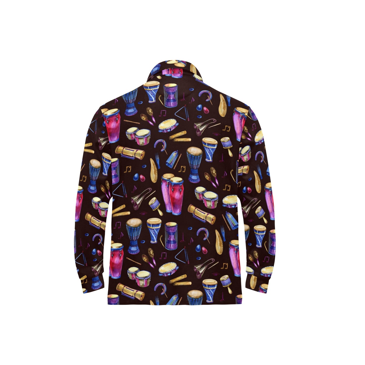 Percussion Neon Pattern Print Design 04 Long Sleeve Polo Shirt For Men's