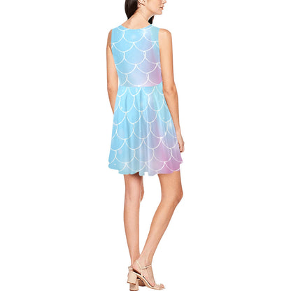 Rainbow Pattern Print Design A06 Sleeveless Dress
