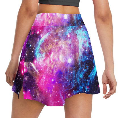 Galaxy Night Purple Space Print 17" Golf & Pickleball Skort with Pockets