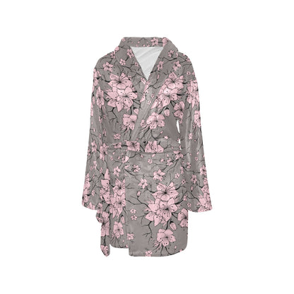 Cherry Blossom Pattern Print Design CB05 Women's Fleece Robe