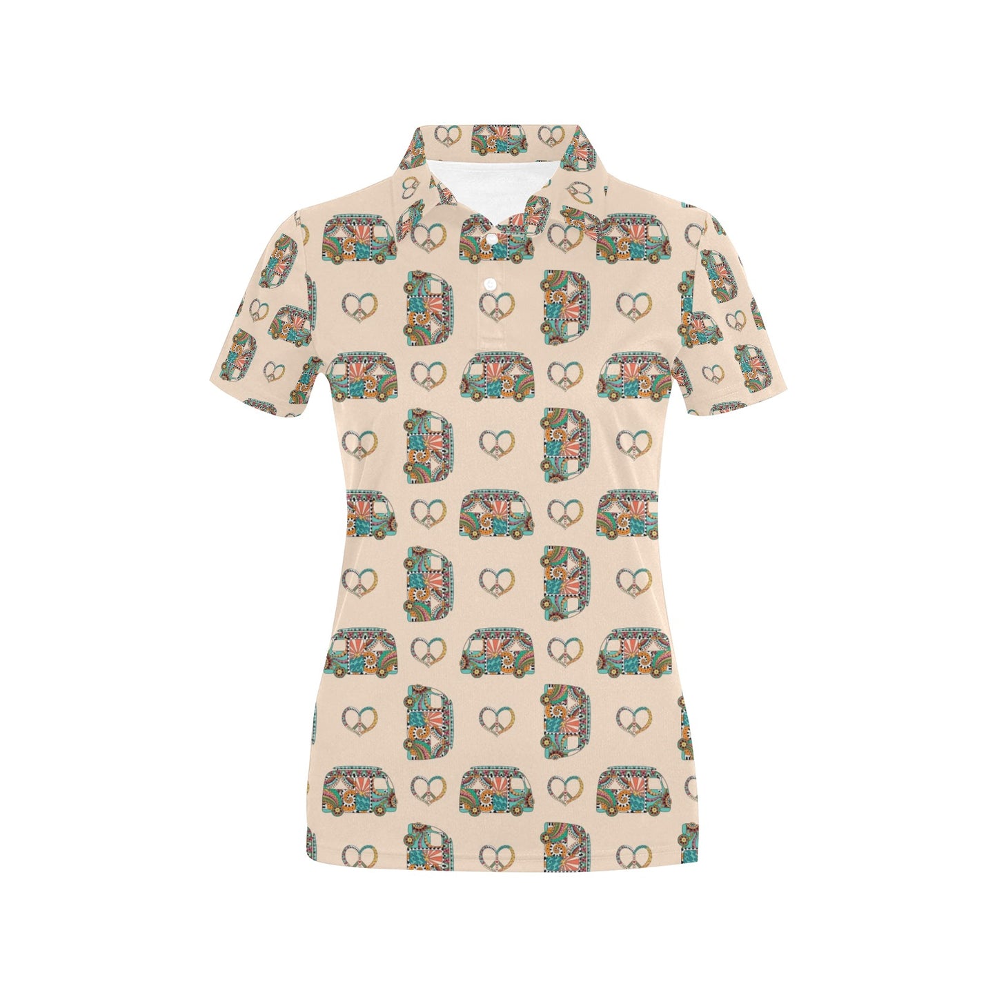 Hippie Van Peace Print Design LKS303 Women's Polo Shirt