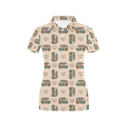 Hippie Van Peace Print Design LKS303 Women's Polo Shirt