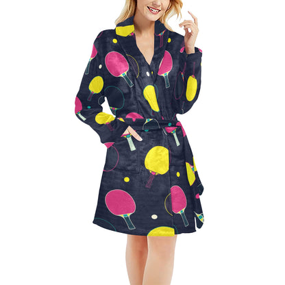 Ping Pong Pattern Print Design A04 Women's Fleece Robe