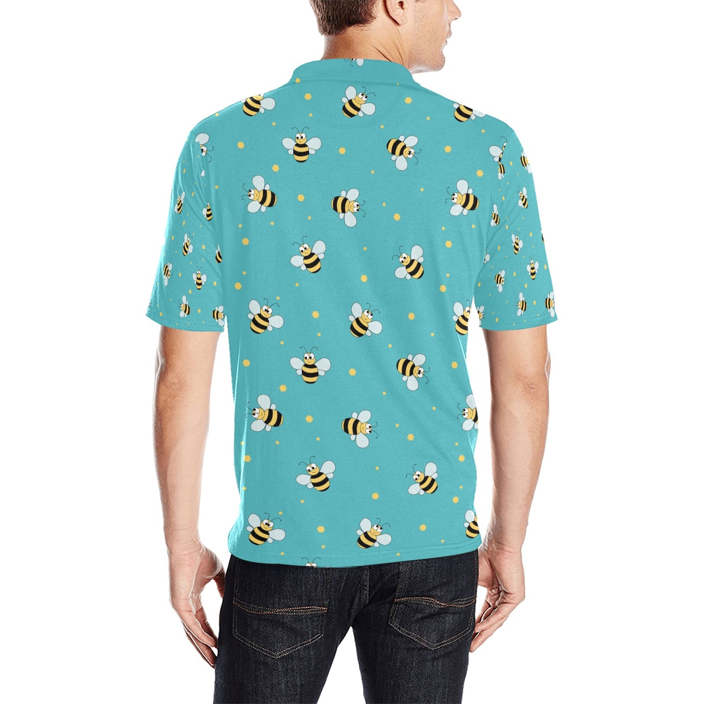 Bee With Dot Print Design LKS309 Men Polo Shirt