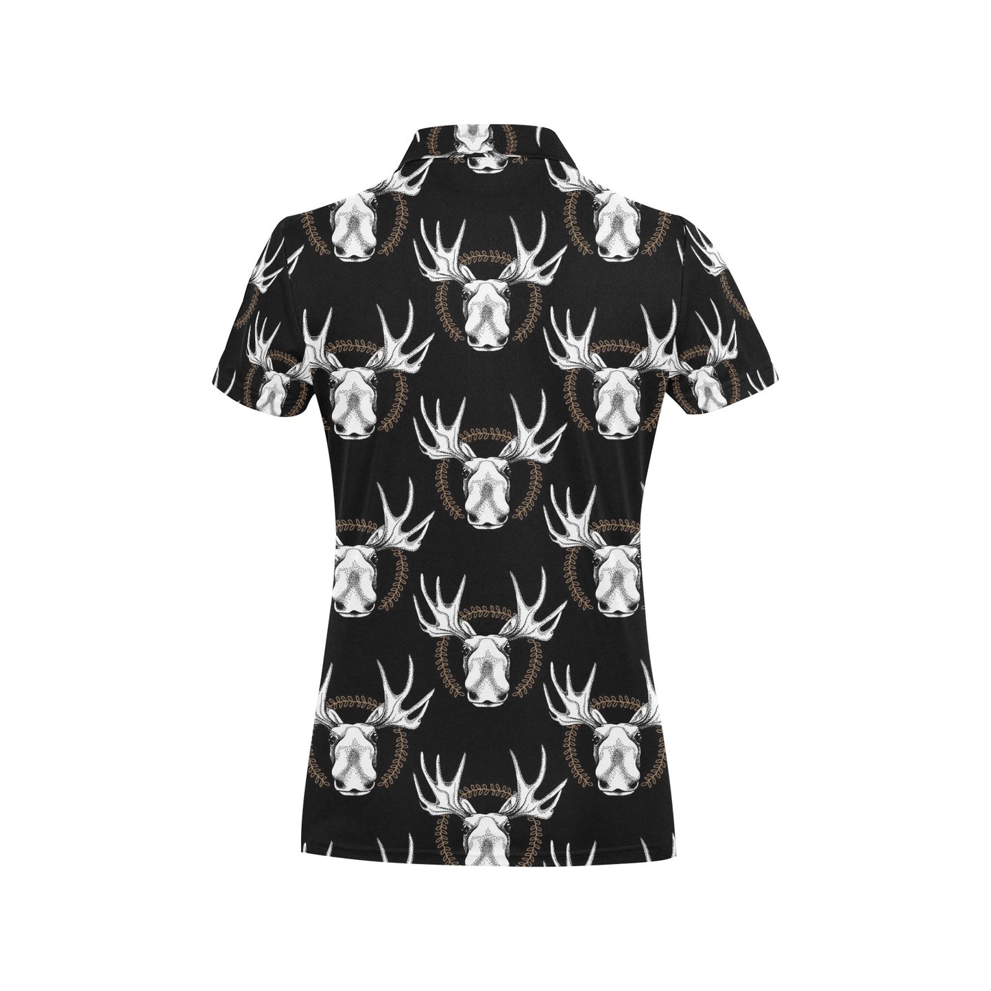 Moose Pattern Print Design 02 Women's Polo Shirt