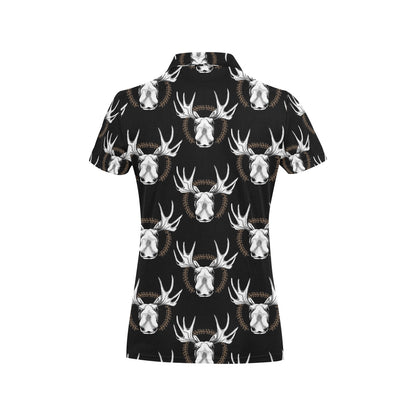 Moose Pattern Print Design 02 Women's Polo Shirt
