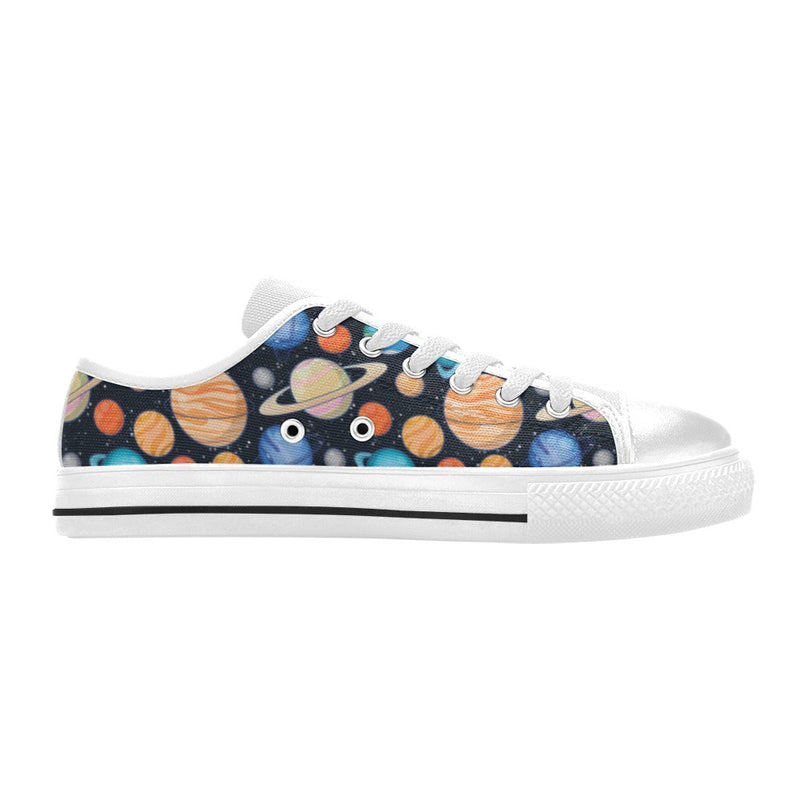 Planet Colorful Print Design LKS301 Women's White Low Top Shoes