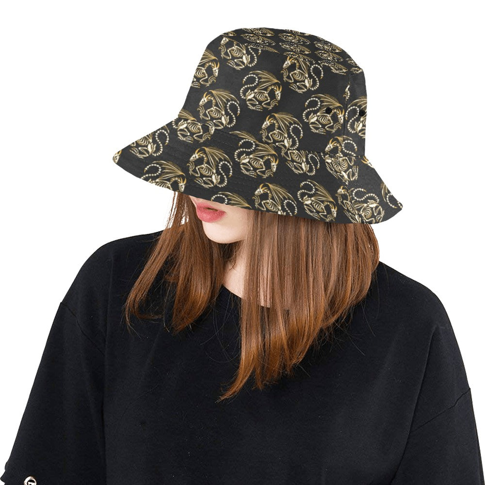Skeleton Dragon Print Design LKS306 Unisex Bucket Hat