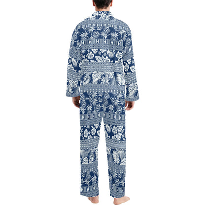 Hawaiian Themed Pattern Print Design H020 Men's Long Pajama Set