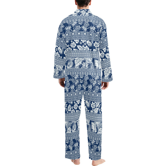 Hawaiian Themed Pattern Print Design H020 Men's Long Pajama Set