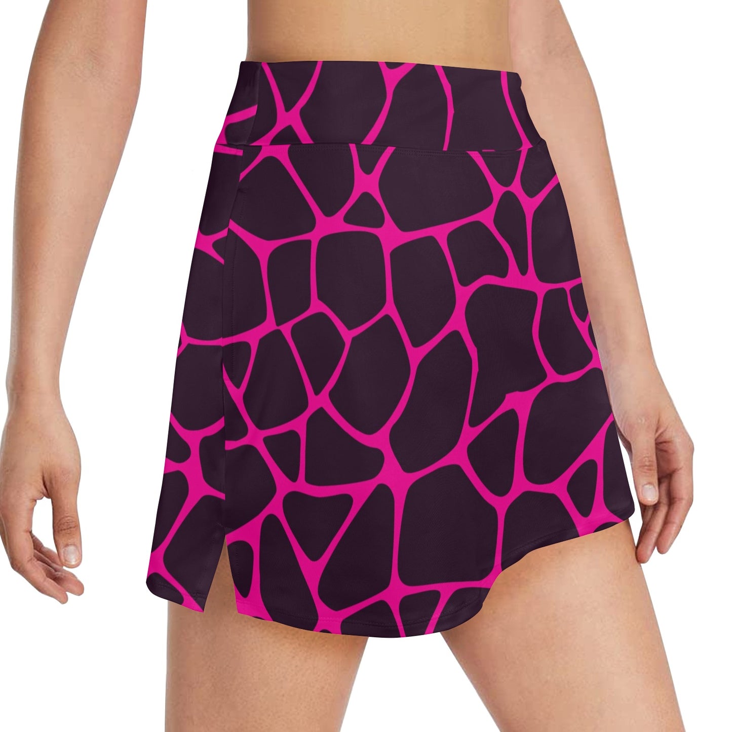 Giraffe Pink Background Texture Print 17" Golf & Pickleball Skort with Pockets