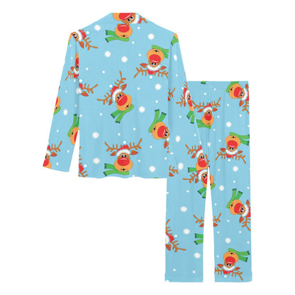 Reindeer cute Pattern Print Design 02 Women's Long Pajama Set
