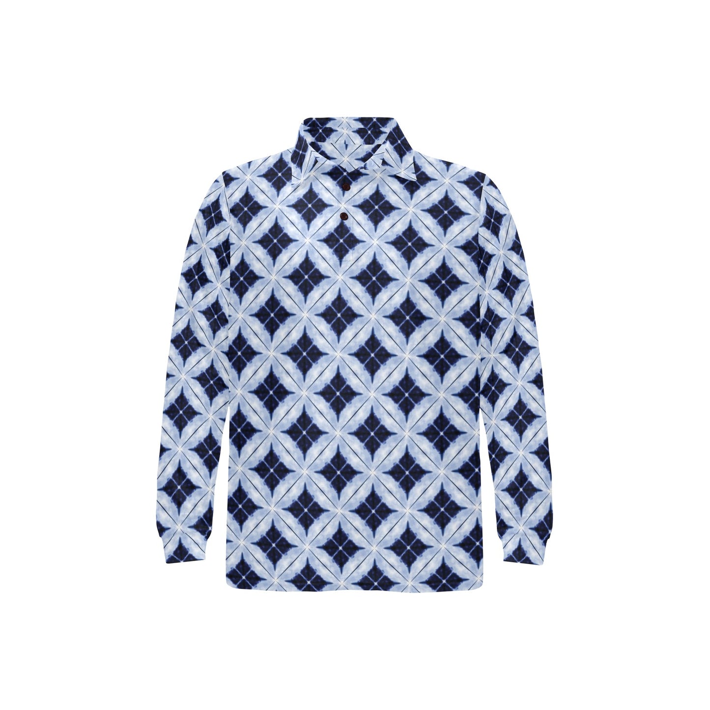 Tie Dye Print Design LKS308 Long Sleeve Polo Shirt For Men's