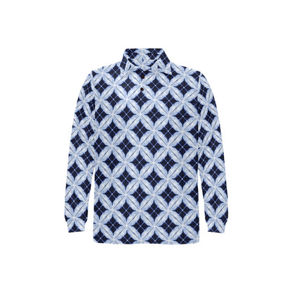 Tie Dye Print Design LKS308 Long Sleeve Polo Shirt For Men's