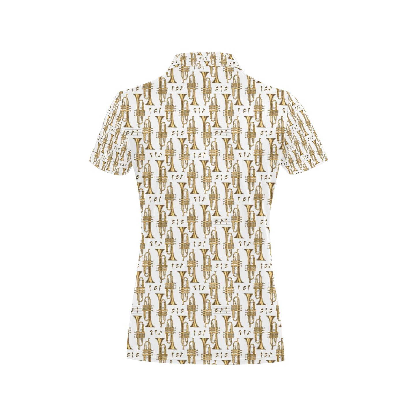 Trumpet with Music Note Print Women's Polo Shirt