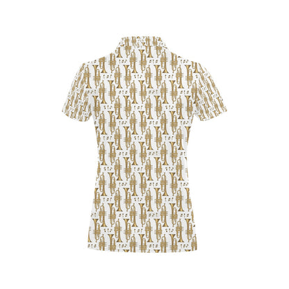 Trumpet with Music Note Print Women's Polo Shirt
