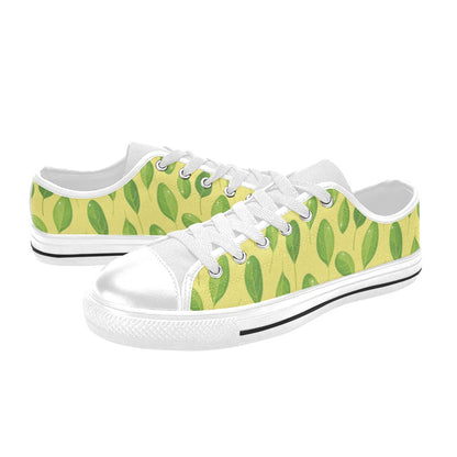 Spinach Print Design LKS302 Women's White Low Top Shoes