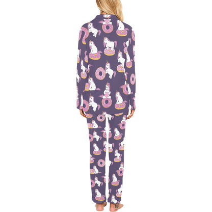 Donut Unicorn Pattern Print Design DN011 Women's Long Pajama Set