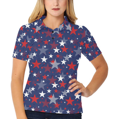 Star Print Design LKS304 Women's Polo Shirt