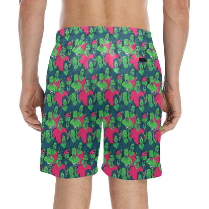 Zombie Themed Design Pattern Print Men's Swim Trunks Beach Shorts