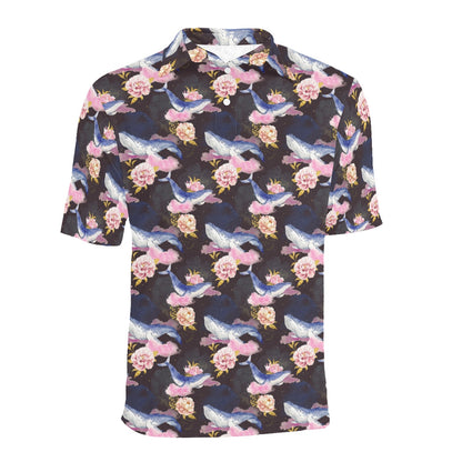 Blue Whale Print Design LKS401 Men Polo Shirt