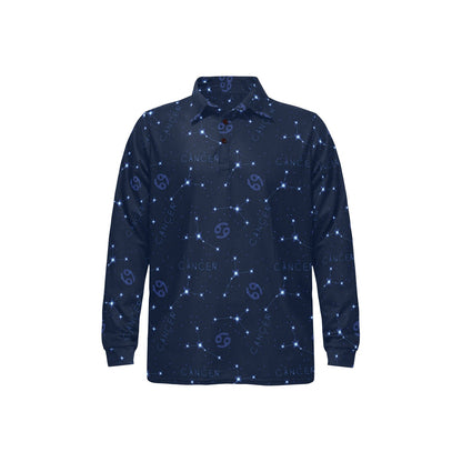 Cancer Zodiac Pattern Print Design 05 Long Sleeve Polo Shirt For Men's