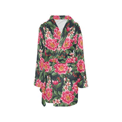 Summer Floral Pattern Print Design SF06 Women's Fleece Robe