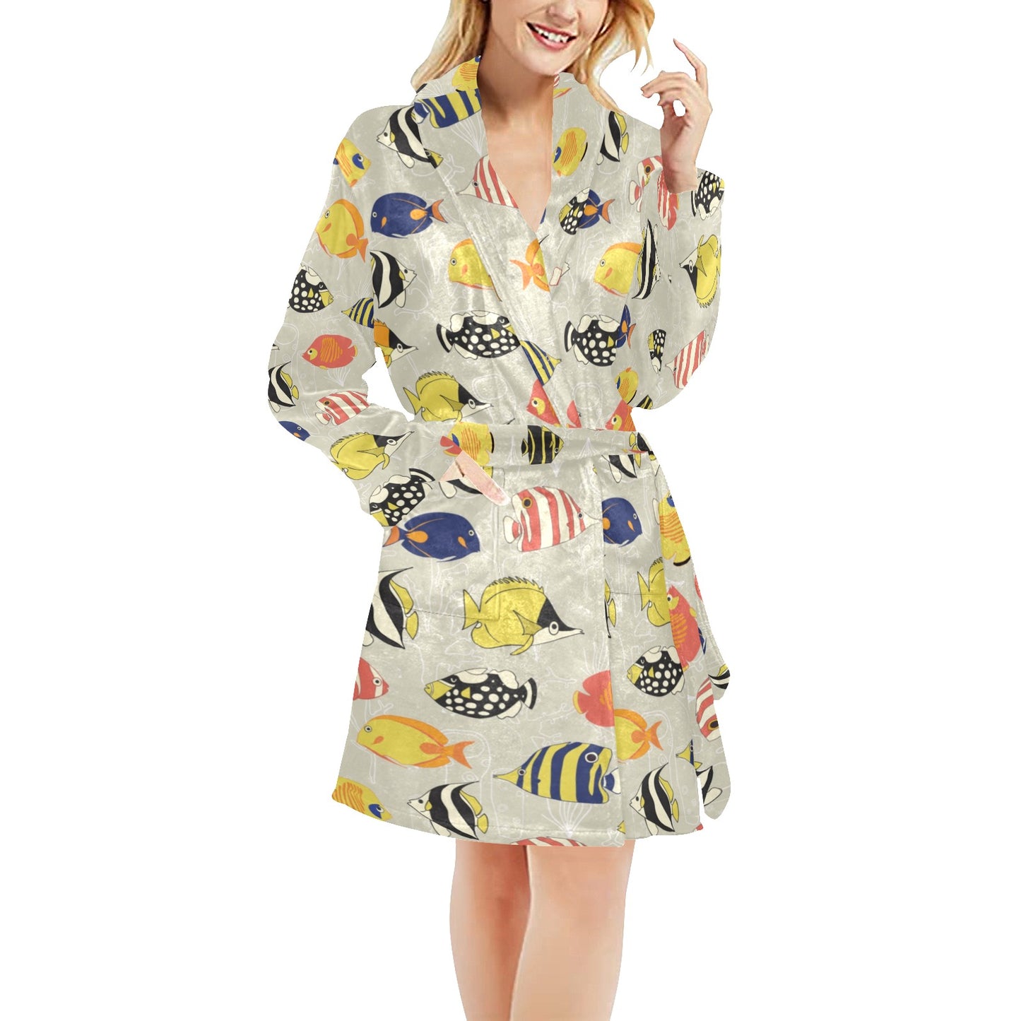 Angelfish Print Design LKS401 Women's Fleece Robe