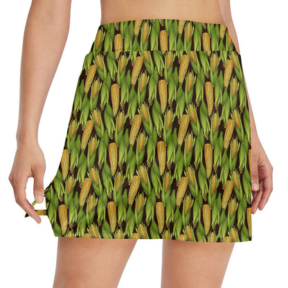 Agricultural Corn cob Print 17" Golf & Pickleball Skort with Pockets