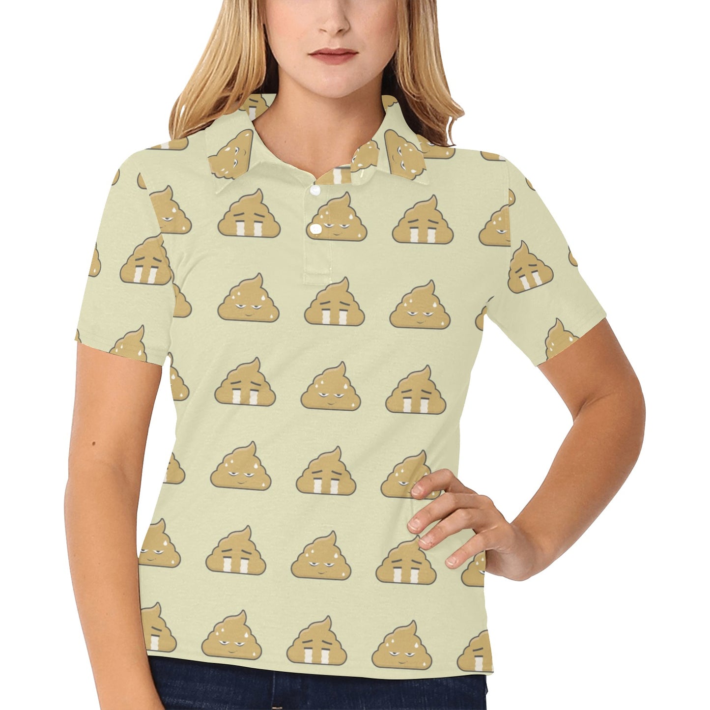 Poop Emoji Pattern Print Design A04 Women's Polo Shirt