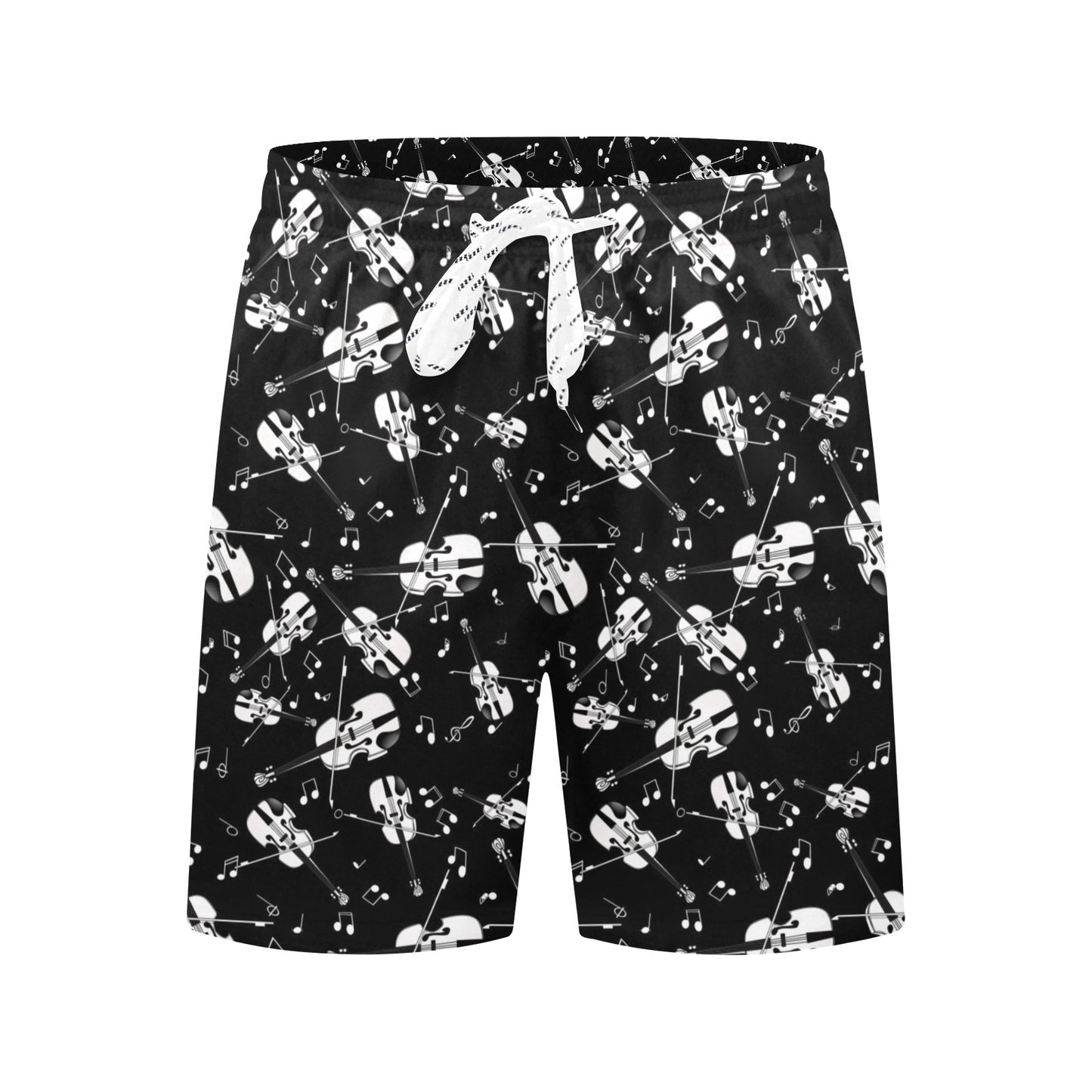 Violin Print Design LKS404 Men's Swim Trunks Beach Shorts