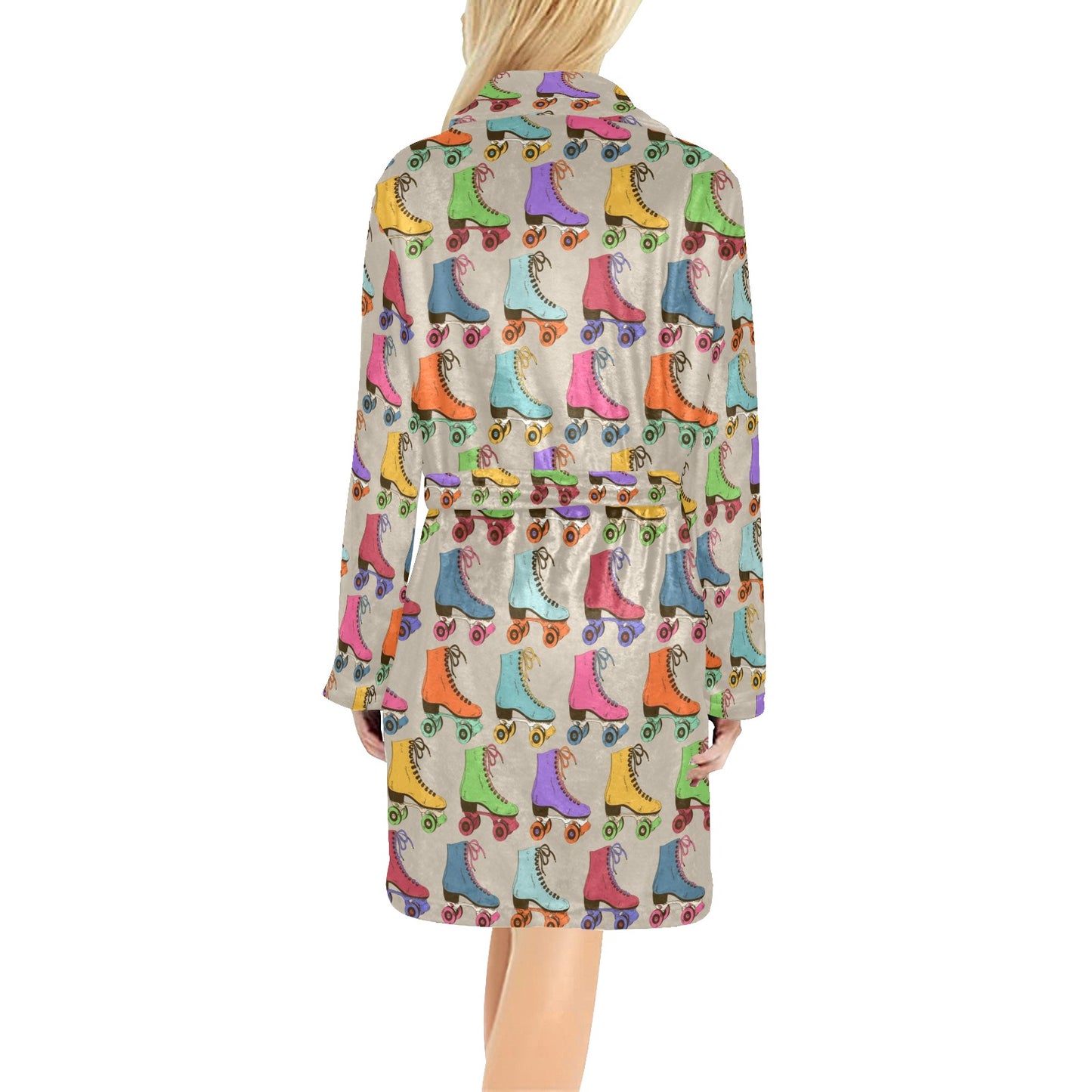 Roller skate Pattern Print Design A01 Women's Fleece Robe
