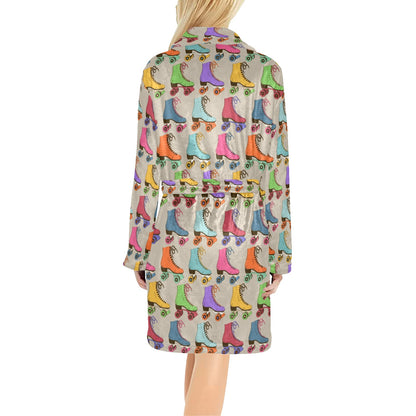 Roller skate Pattern Print Design A01 Women's Fleece Robe