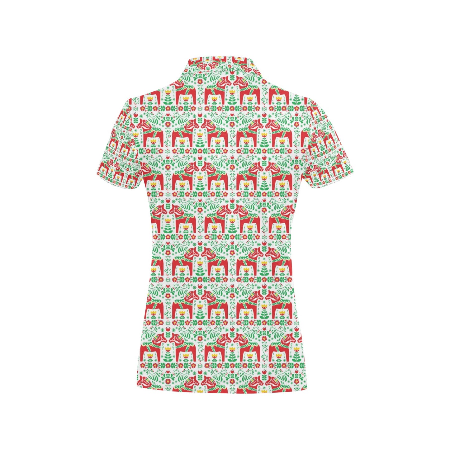 Swedish Dala Style Pattern Women's Polo Shirt