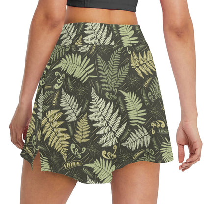 Fern Leave Green Print Pattern 17" Golf & Pickleball Skort with Pockets