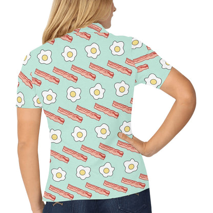 Bacon Sausage Pattern Print Design 01 Women's Polo Shirt
