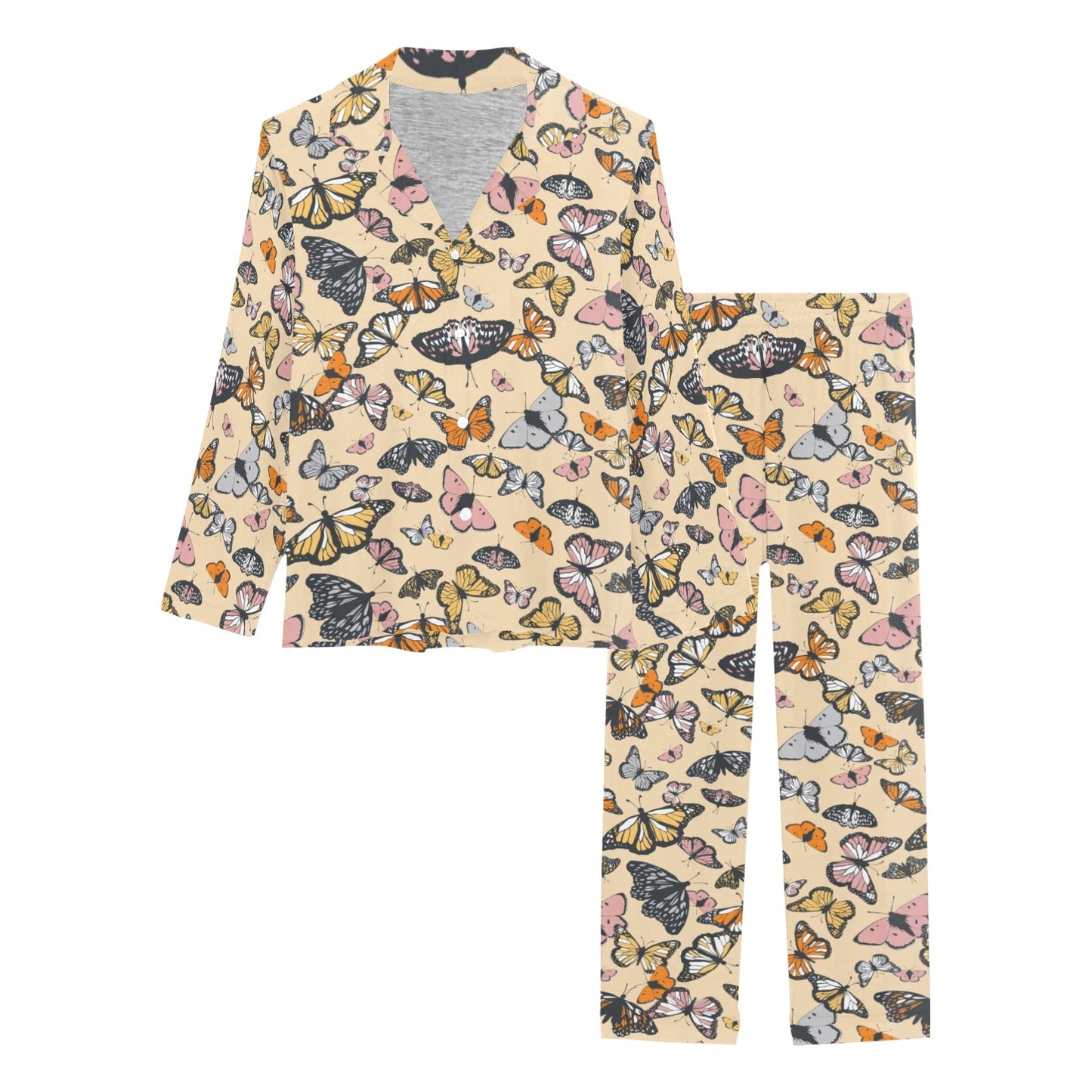 Butterfly Pattern Print Design 04 Women's Long Pajama Set