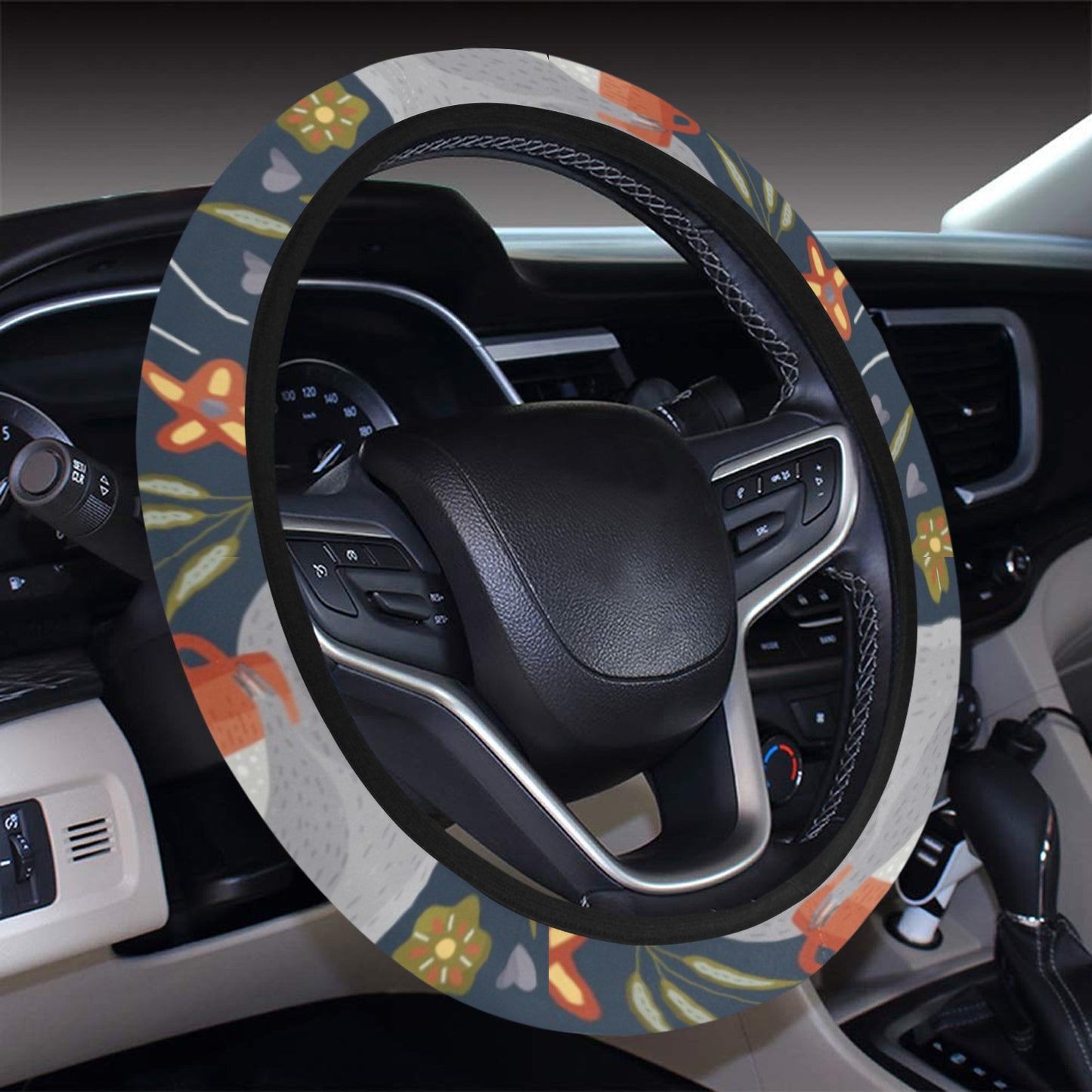 Sloth Print Design LKS303 Steering Wheel Cover with Elastic Edge