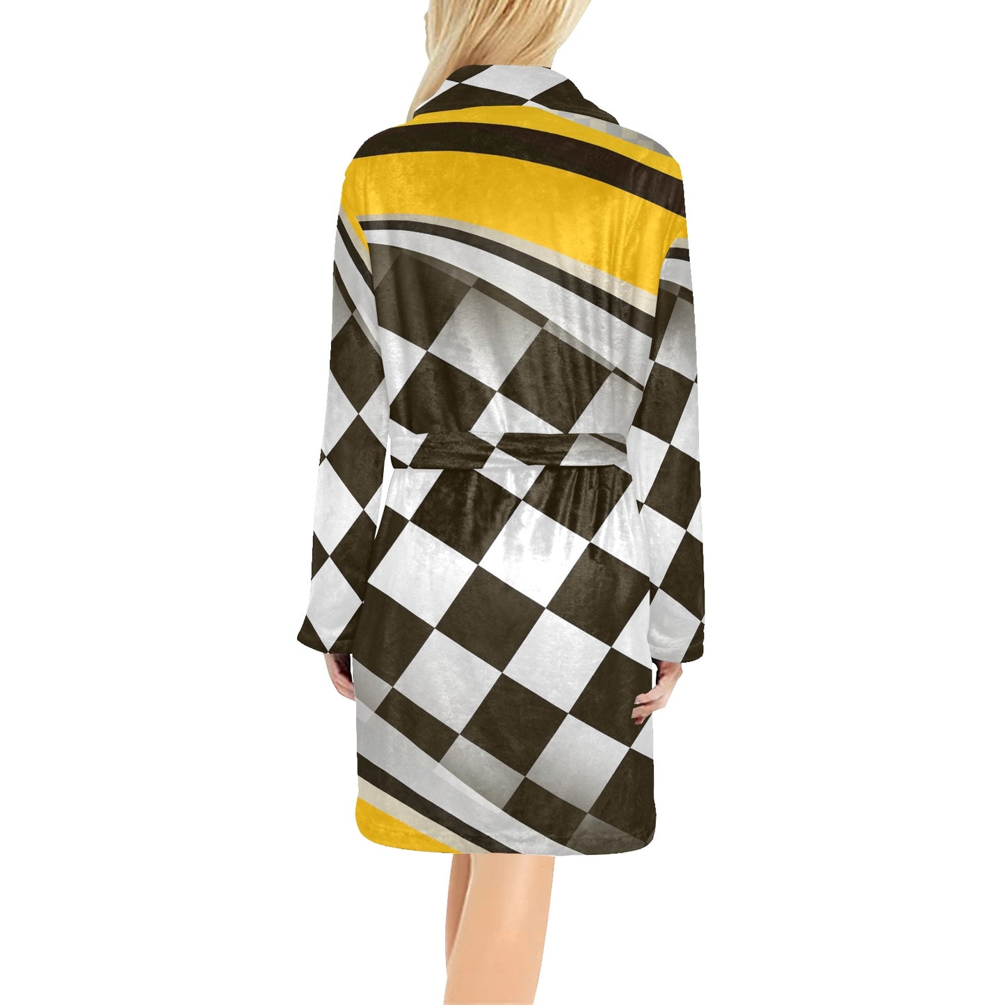 Checkered Flag Racing Style Women's Fleece Robe