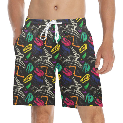 Dinosaur Skull Color Print Pattern Men's Swim Trunks Beach Shorts