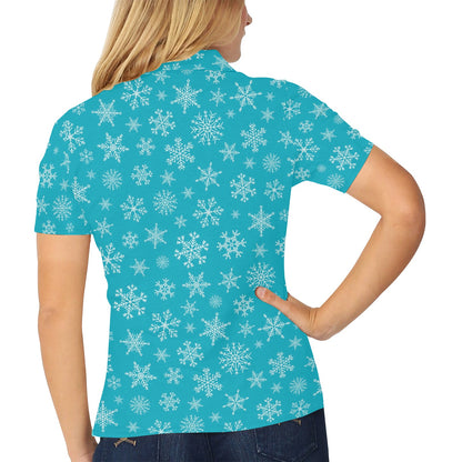 Snowflake Print Design LKS304 Women's Polo Shirt
