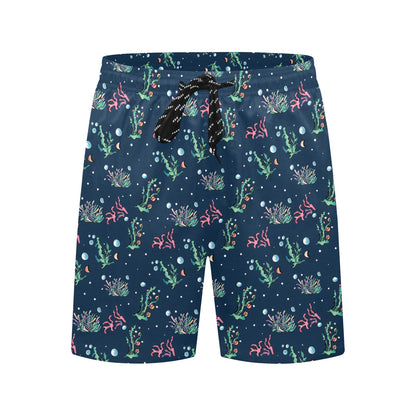 Seaweed Print Design LKS306 Men's Swim Trunks Beach Shorts