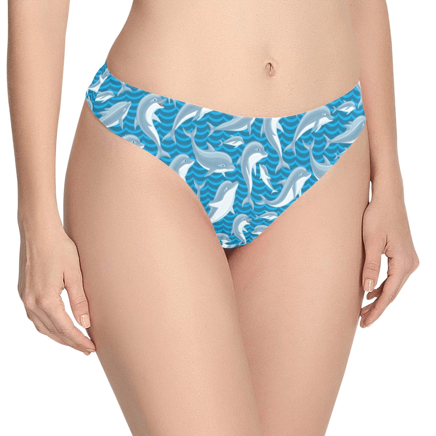 Dolphin Cute Print Pattern Women's Thongs