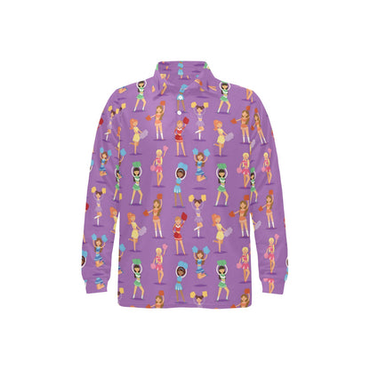 Cheerleader Pattern Print Design 02 Long Sleeve Polo Shirt For Men's