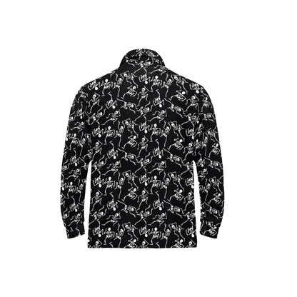 Skeleton Style Print Long Sleeve Polo Shirt For Men's