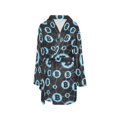 Cryptocurrency Pattern Print Design 02 Women's Fleece Robe