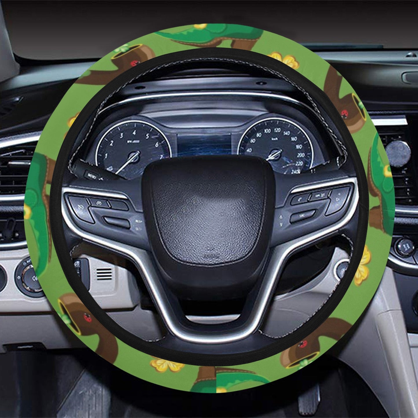 Shamrock Saint Patrick's Day Print Design LKS306 Steering Wheel Cover with Elastic Edge