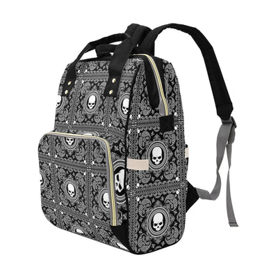 Bandana Skull Print Design LKS303 Diaper Bag Backpack