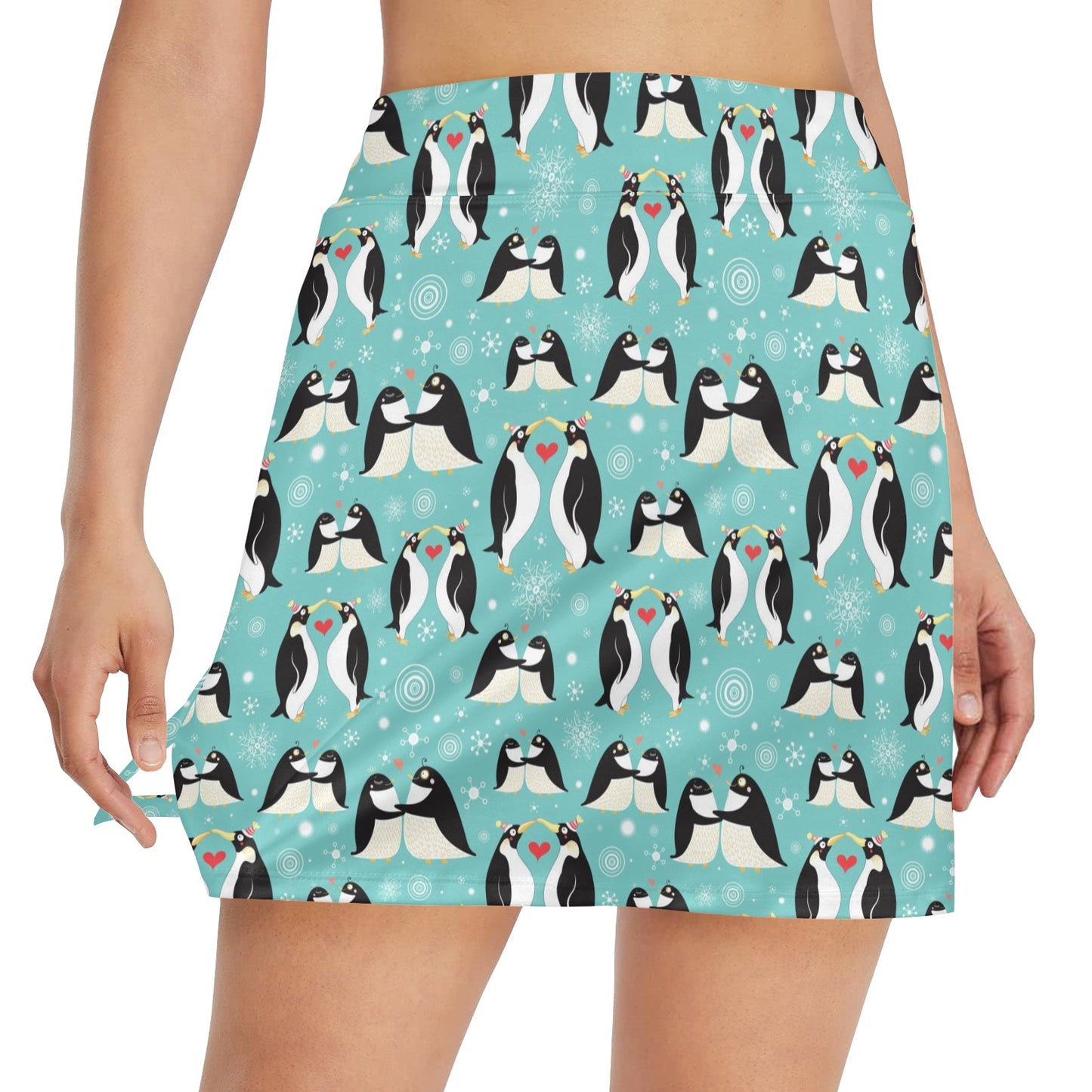 Penguin Love Print 17" Golf & Pickleball Skort with Pockets
